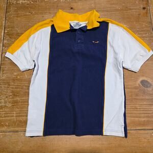 Retro Fox Vintage JCPenny Boys Polo Shirt Medium Blue Yellow 100% Cotton
